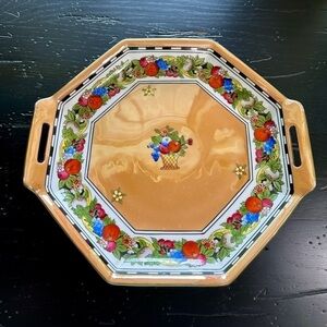 NIPPON NORITAKE, LUSTERWARE OCTAGON PLATTER WITH HANDLES.
